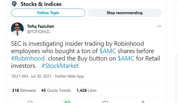 Robinhood Insider Trading exposed. Robinhood Executives sold AMC before turning off buy button.